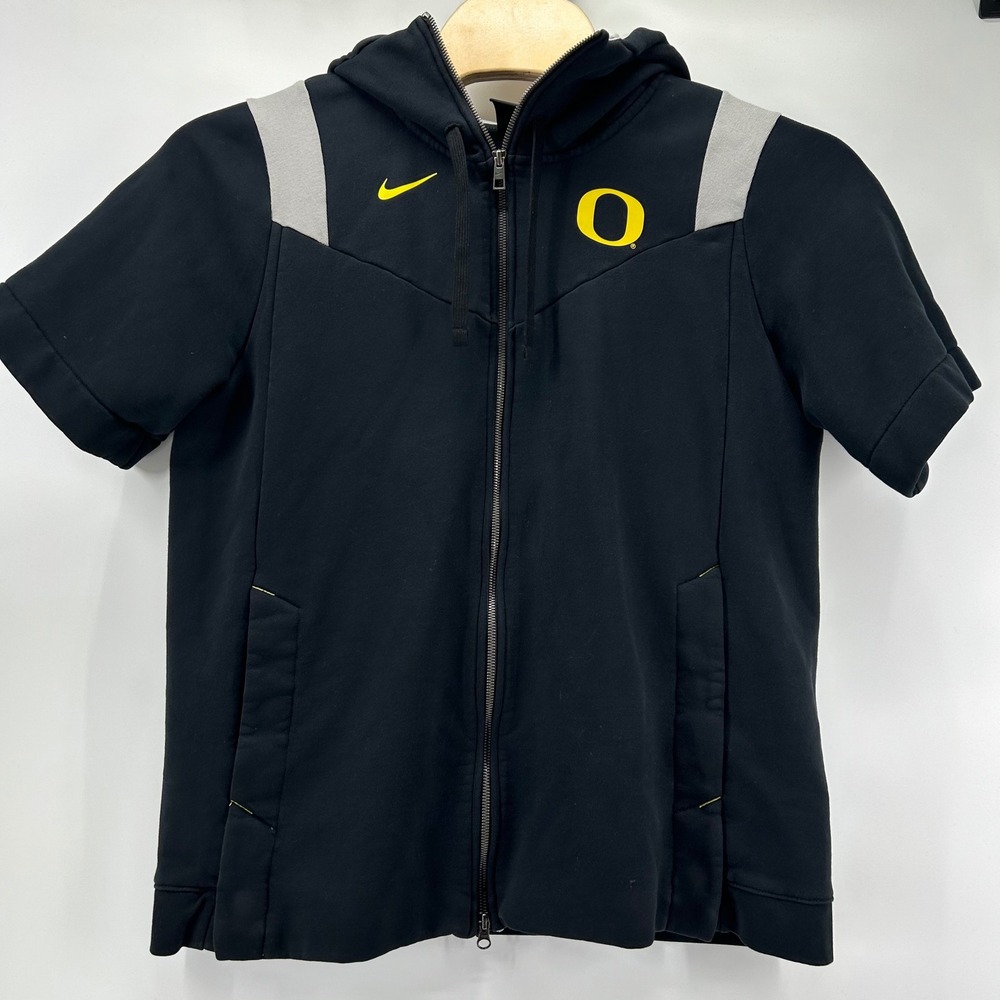 Nike Oregon Ducks Hoodie Mens XL Black Short Sleeve Full Zip Sportswear